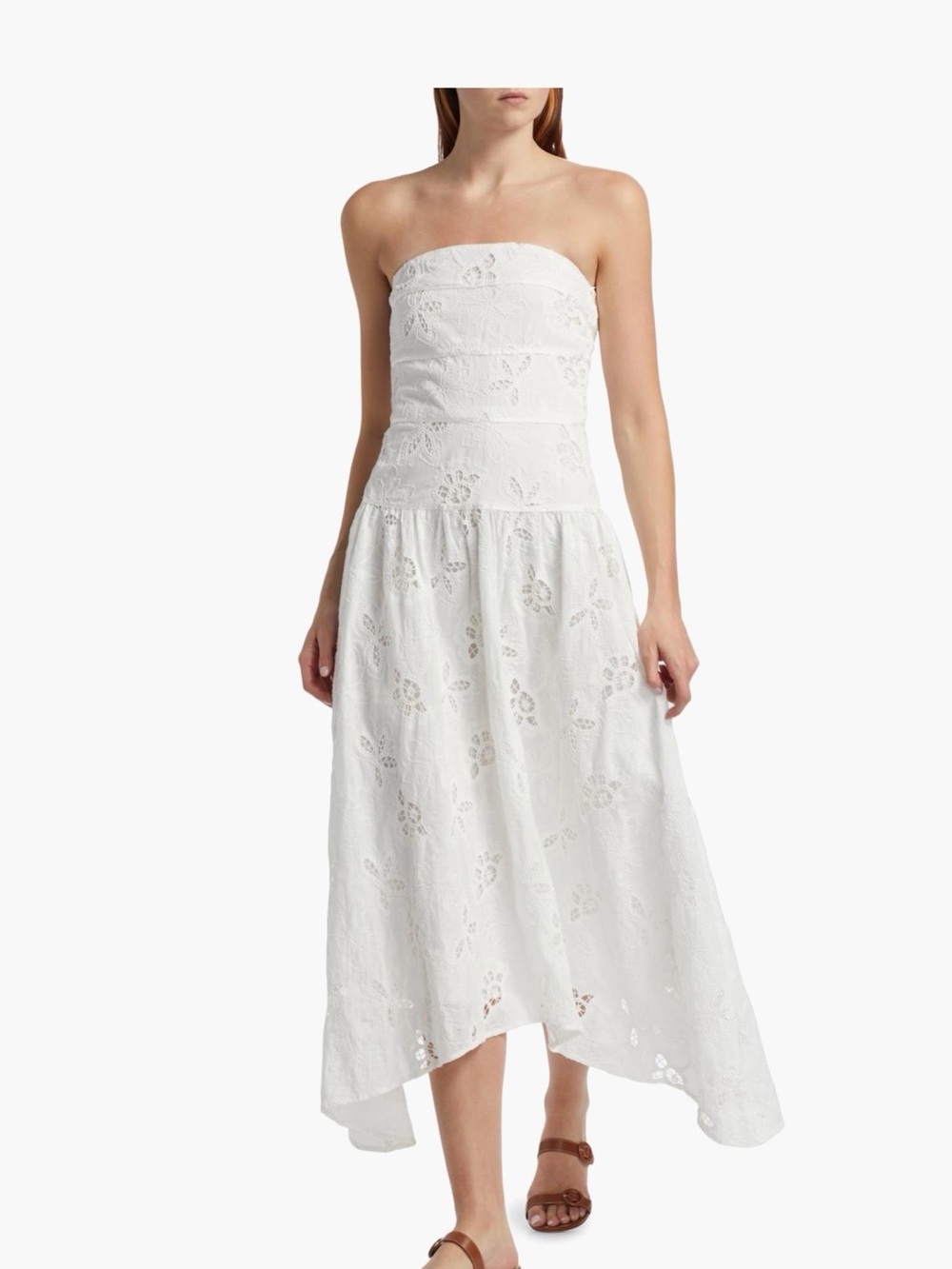 Ramy Brook Blanca Flower Strapless Midi Dress. Size 4